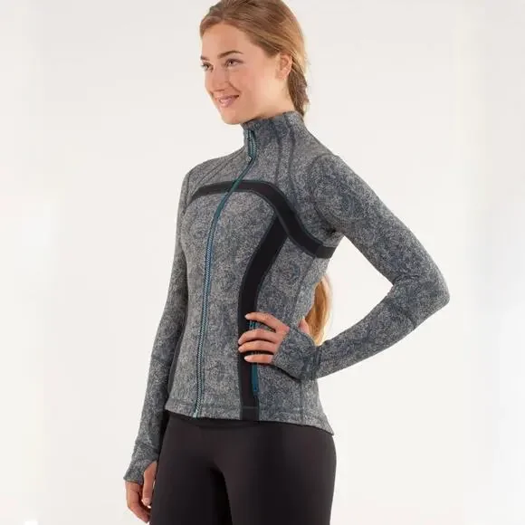 EUC Lululemon Define Jacket Brushed Rose Herringbone Alberta Lake Zip Black Teal